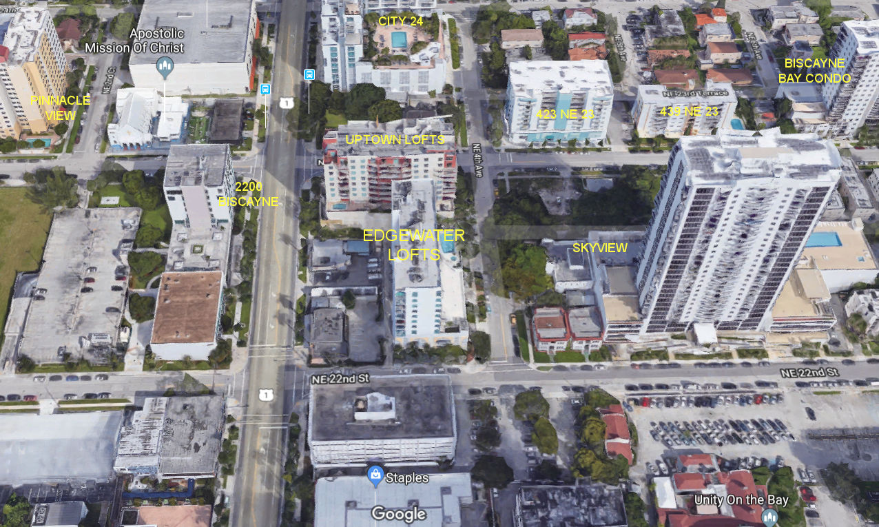 Aerial photo of Edgewater Lofts