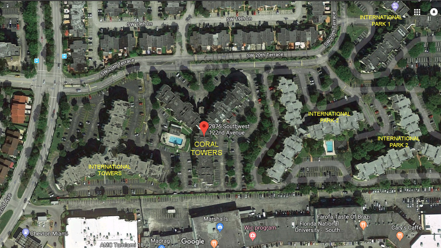 Aerial photo of Coral Towers