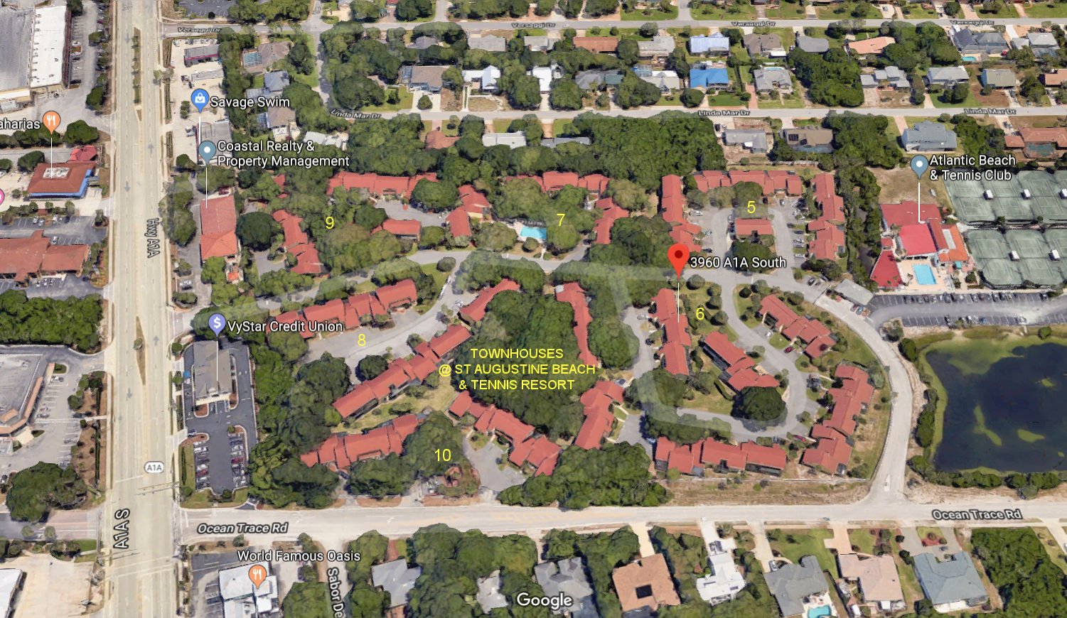 Aerial photo of St Augustine Beach & Tennis Club Townhouses