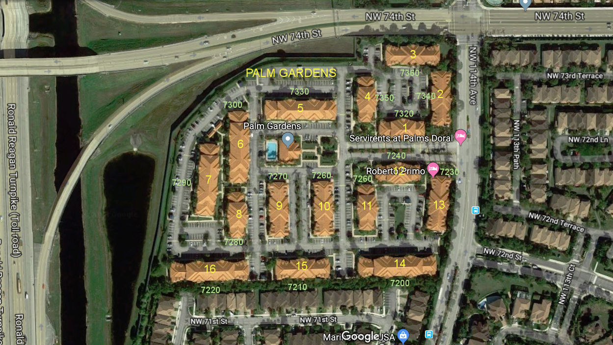 Aerial photo of Palm Gardens at Doral (1-16)