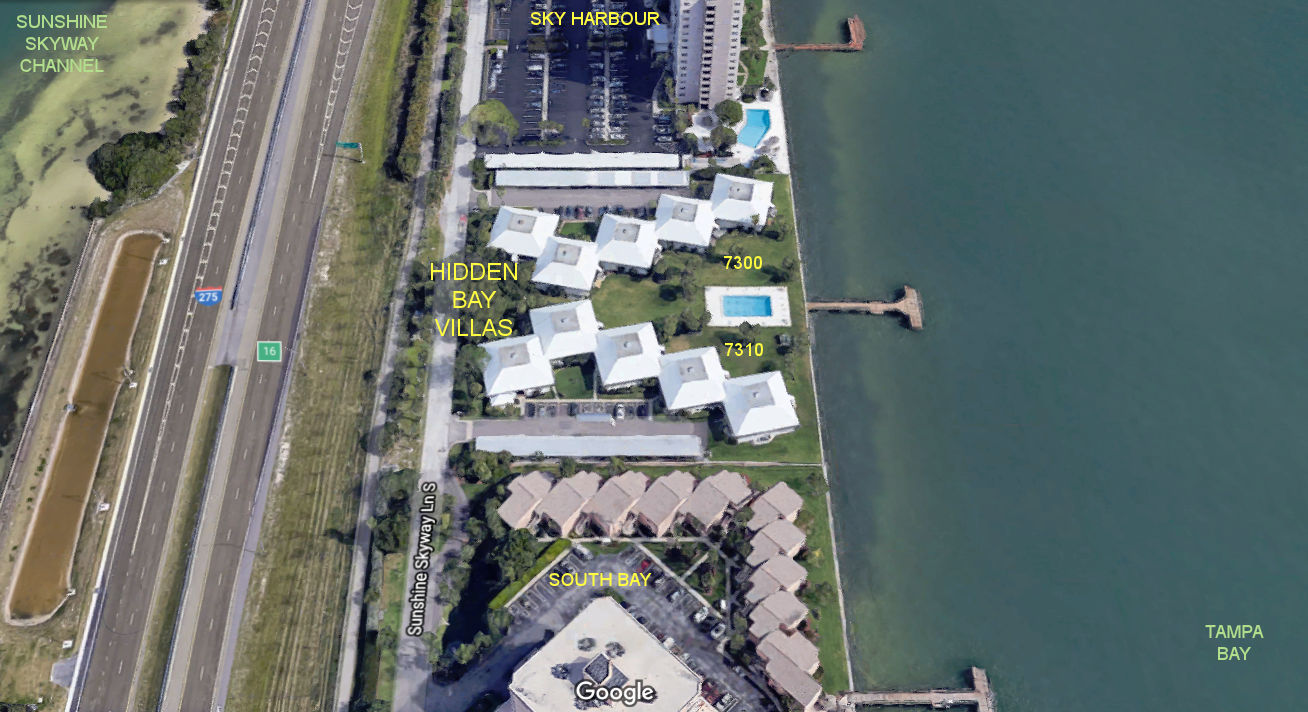 Aerial photo of Hidden Bay Villas