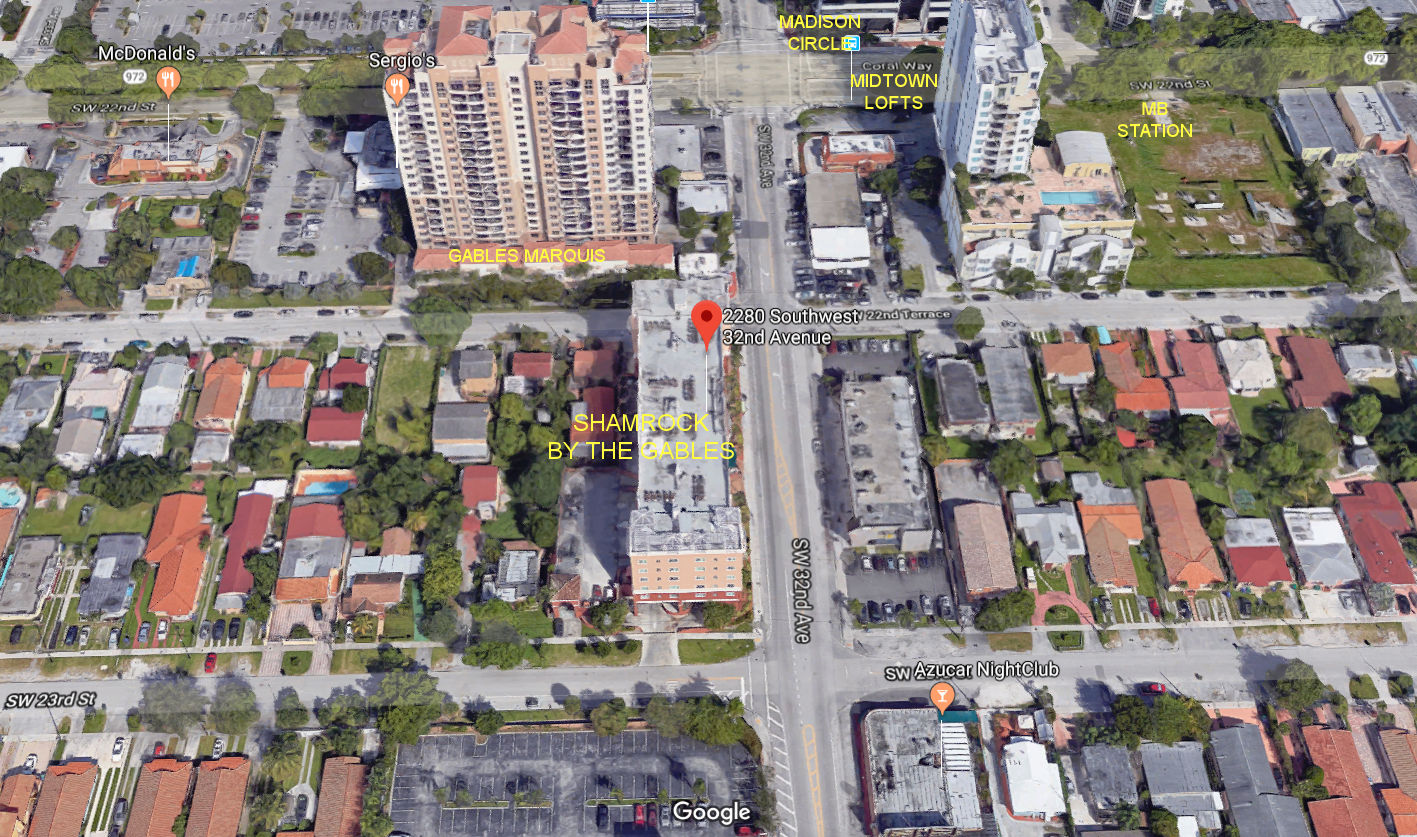 Aerial photo of Shamrock by the Gables