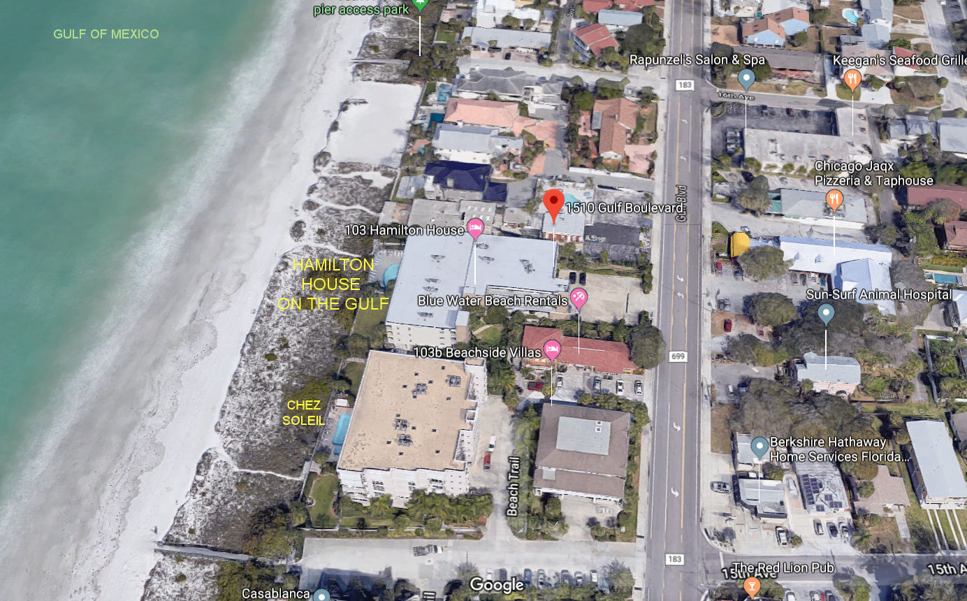 Aerial photo of Hamilton House on the Gulf