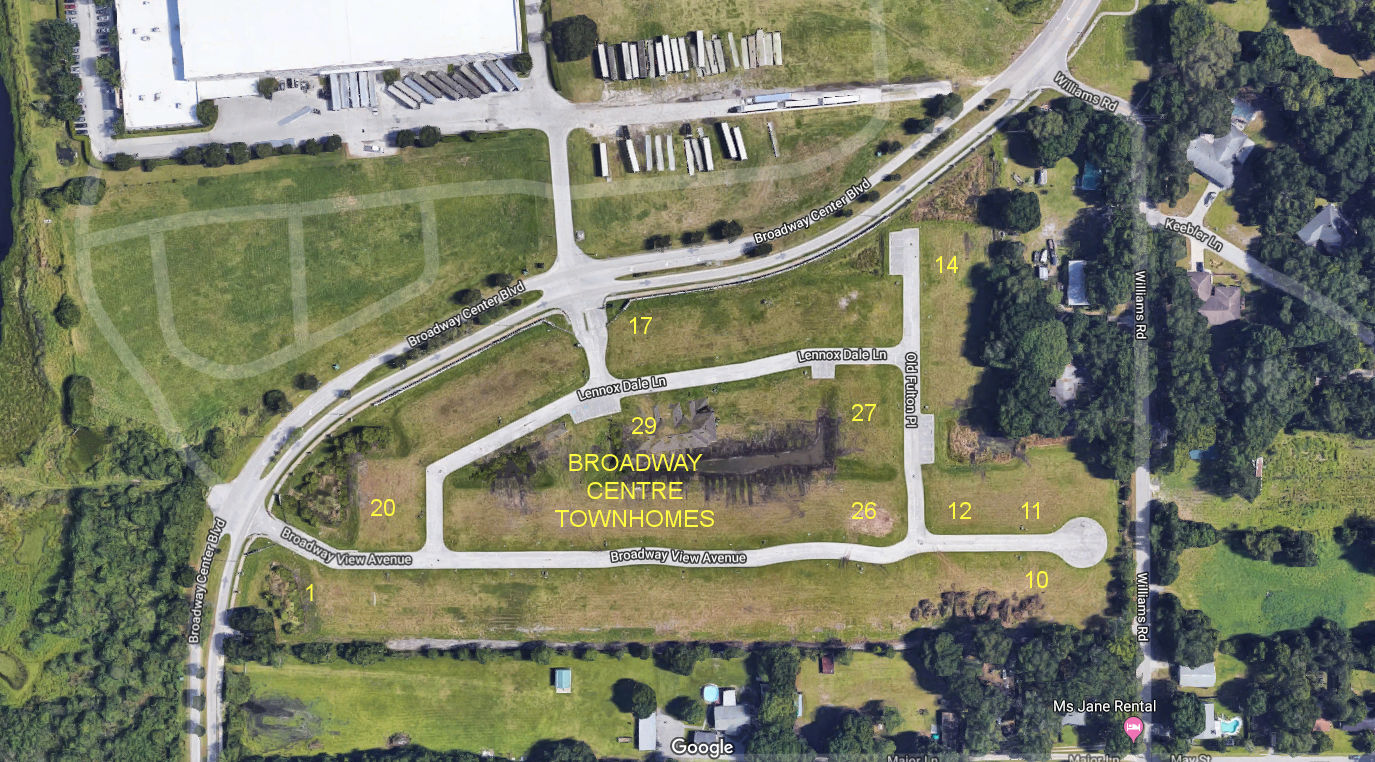 Aerial photo of Broadway Centre Townhomes