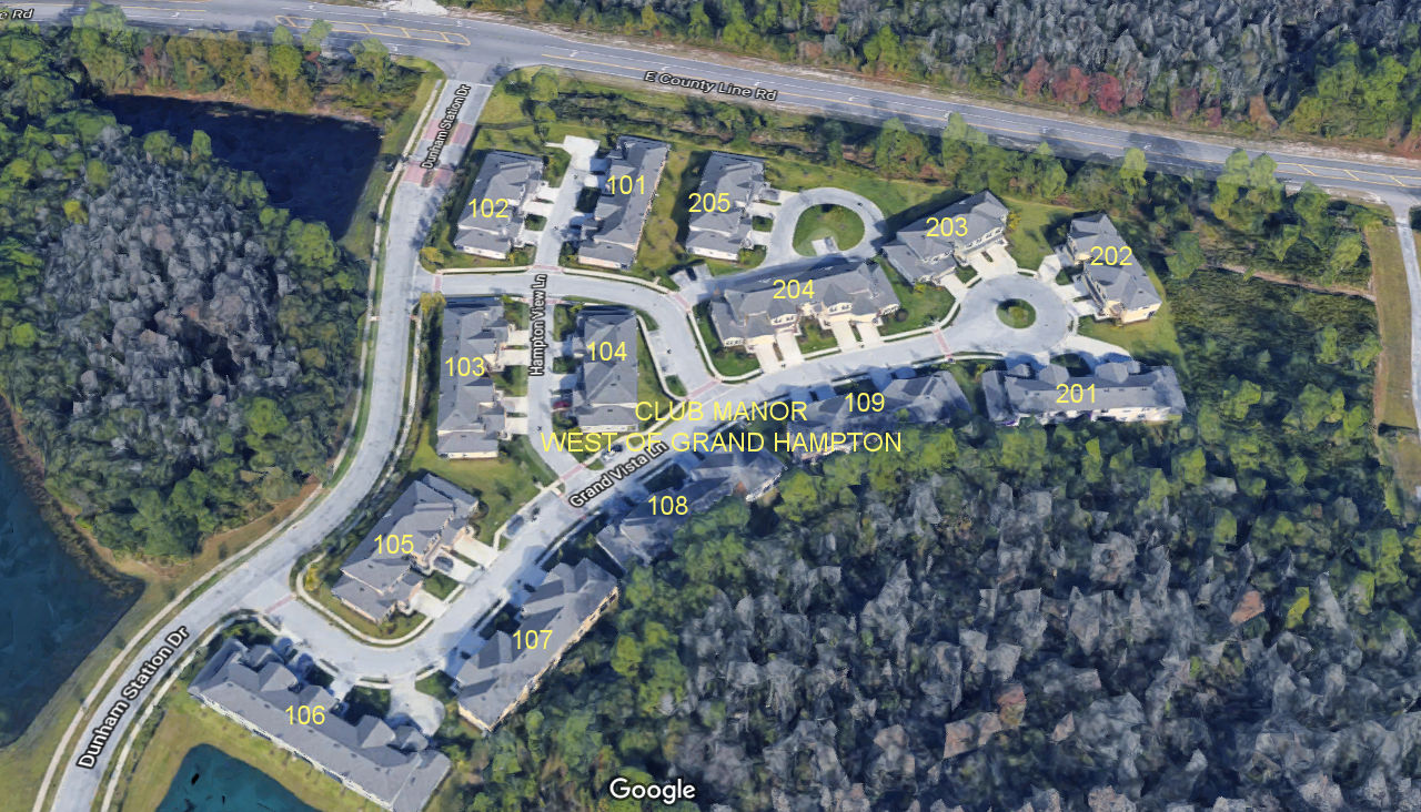 Aerial photo of Club Manor West of Grand Hampton