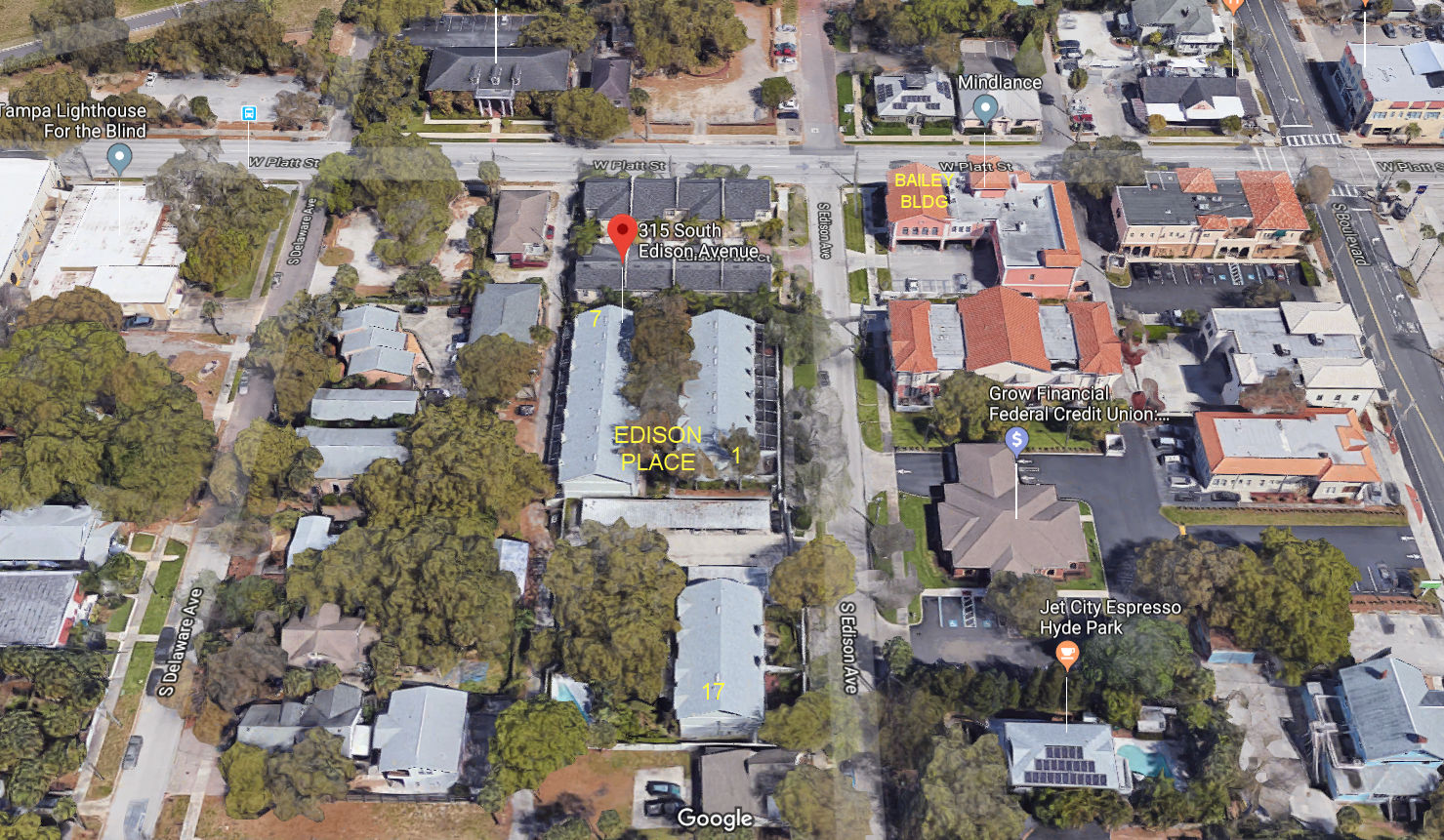 Aerial photo of Edison Place