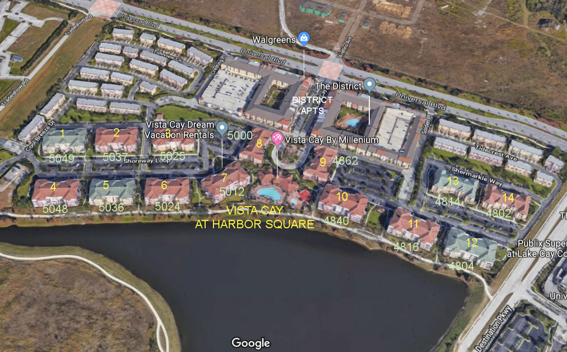 Aerial photo of Vista Cay at Harbor Square