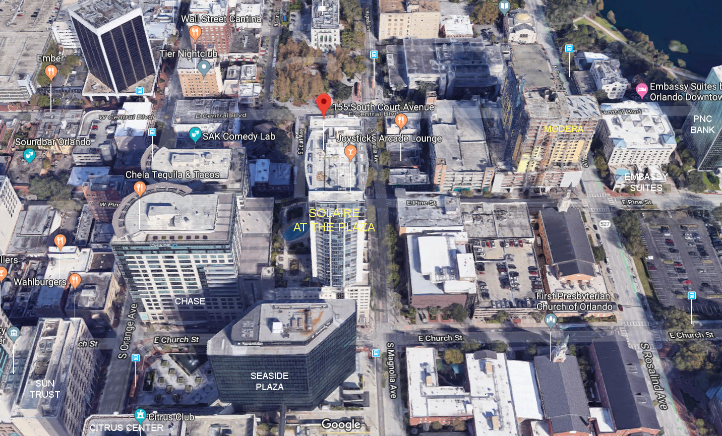 Aerial photo of Solaire at the Plaza