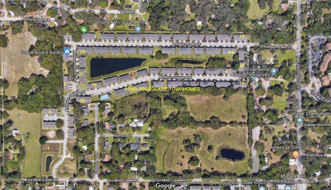 Aerial photo of Ashburn Square Townhomes