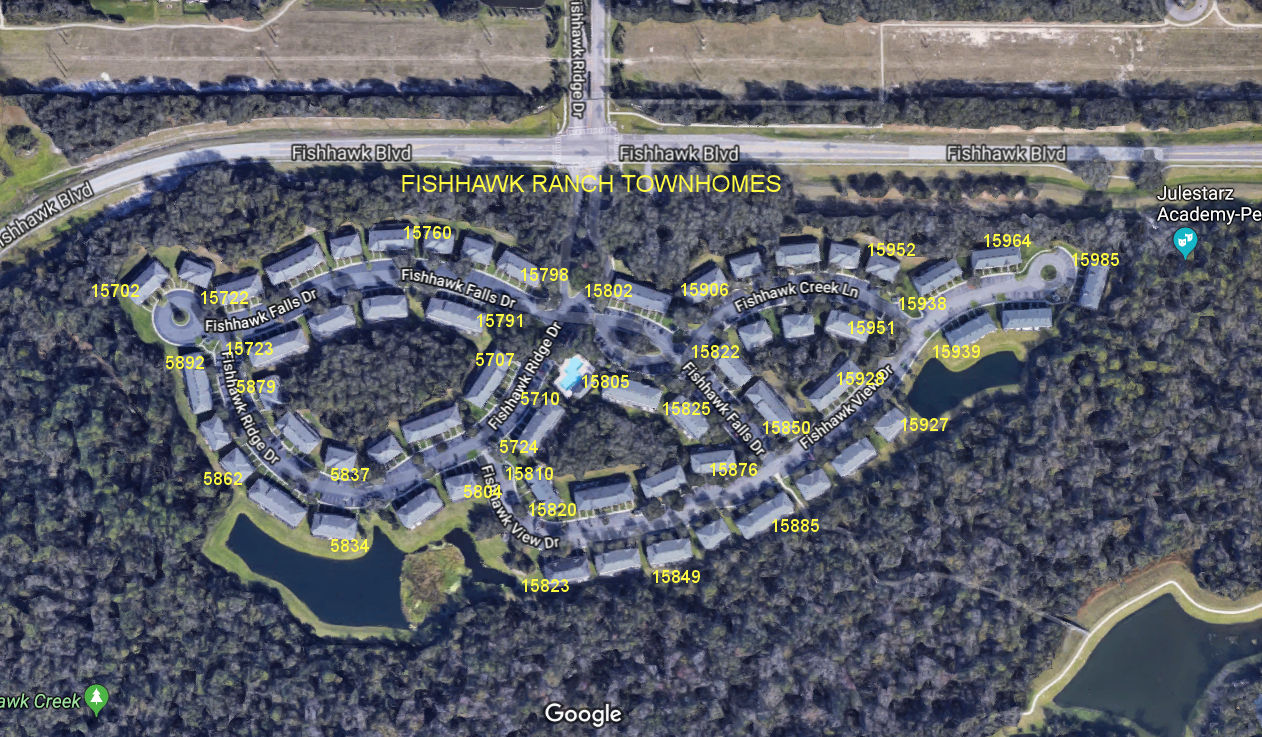 Aerial photo of FishHawk Ranch Townhomes