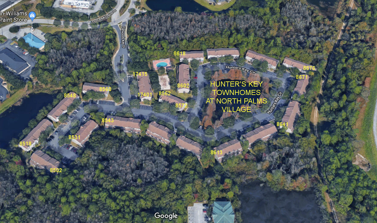 Aerial photo of Hunter's Key Townhomes at North Palms Village