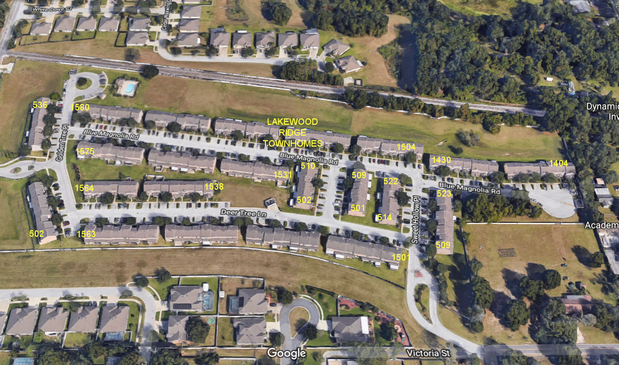 Aerial photo of Lakewood Ridge Townhomes