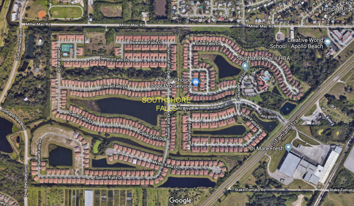 Aerial photo of Southshore Falls