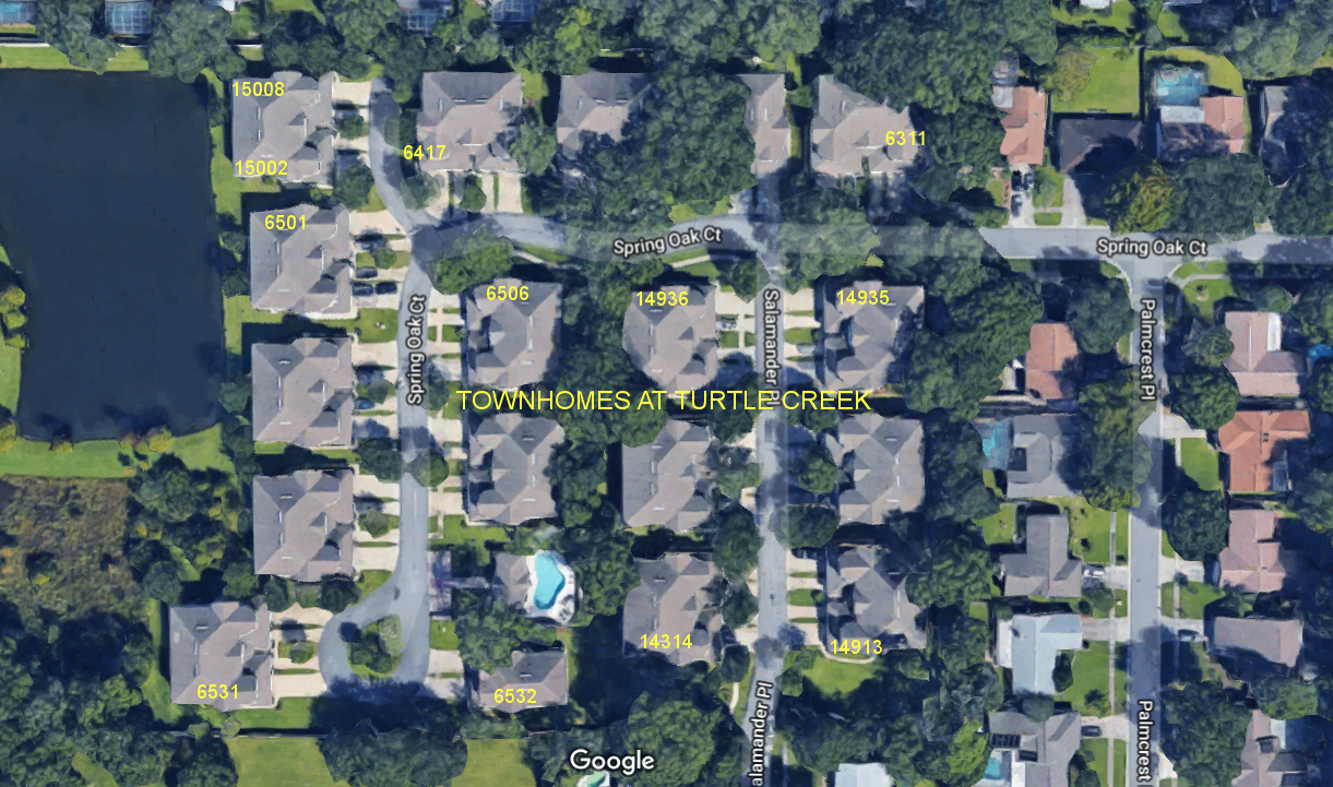 Aerial photo of Townhomes at Turtle Creek