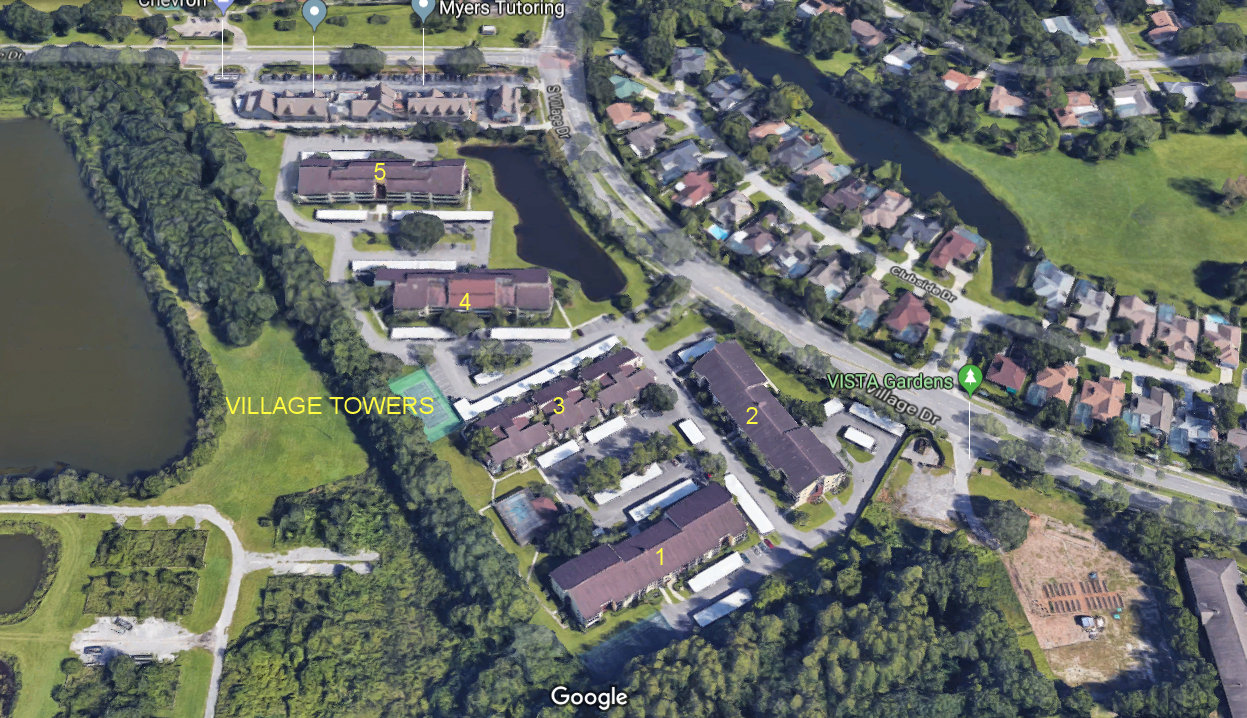 Aerial photo of Village Towers 4&5