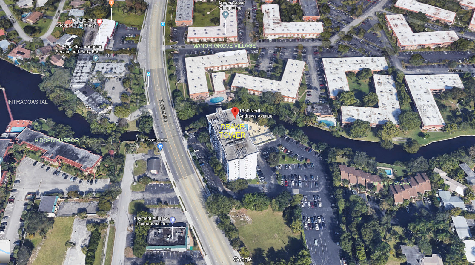 Aerial photo of Drake Tower