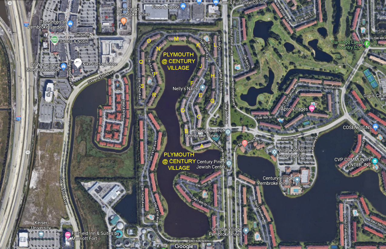 Aerial photo of Plymouth at Century Village K-L-M-N-O-P-Q-R&S