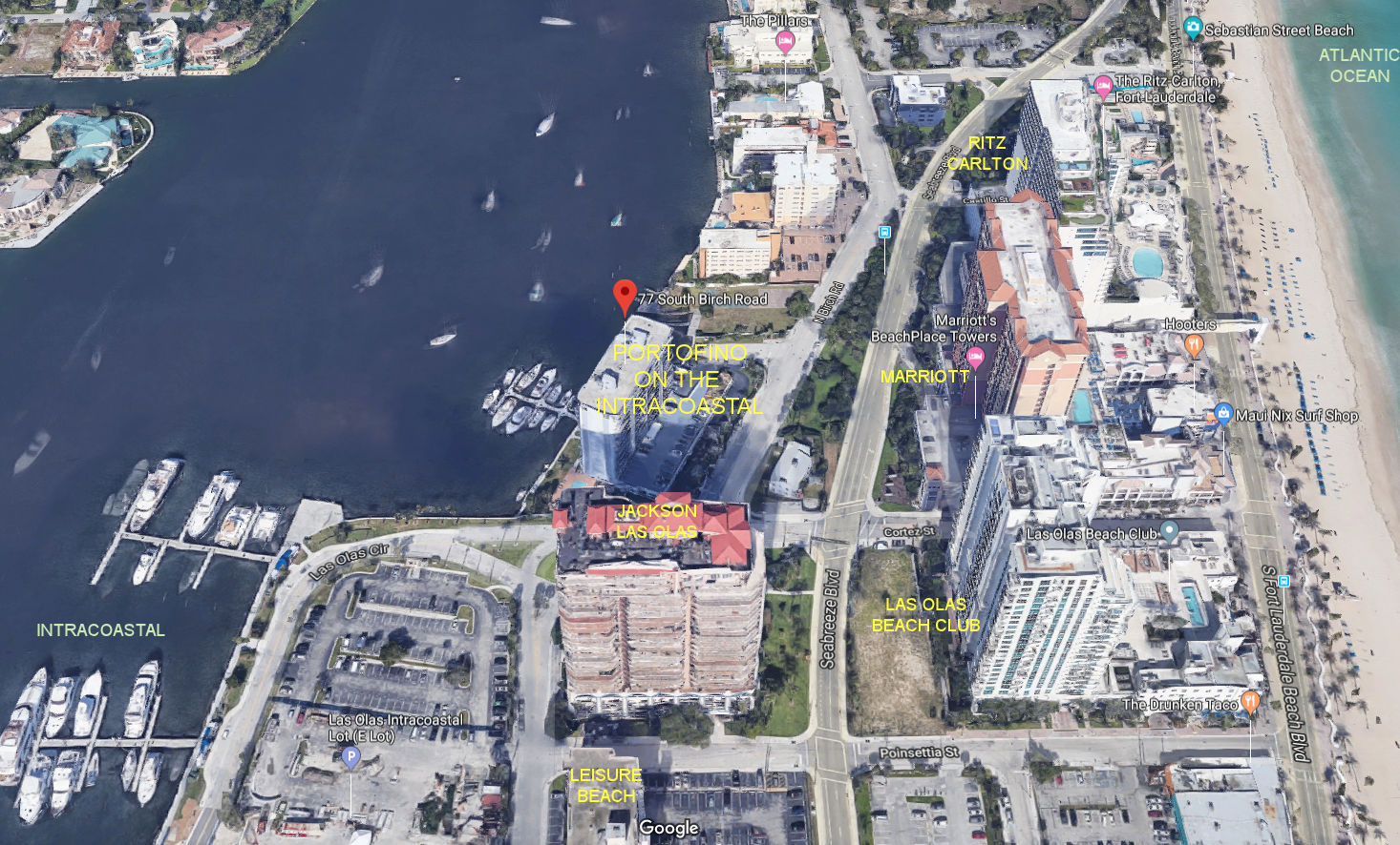 Aerial photo of Portofino on the Intracoastal