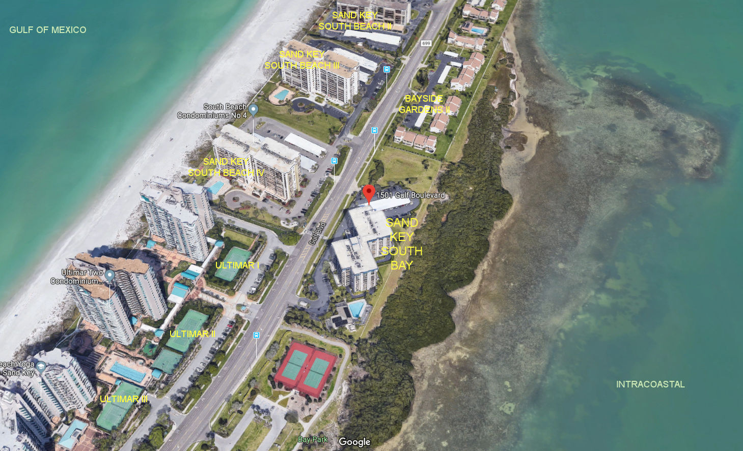 Aerial photo of South Bay on Sand Key