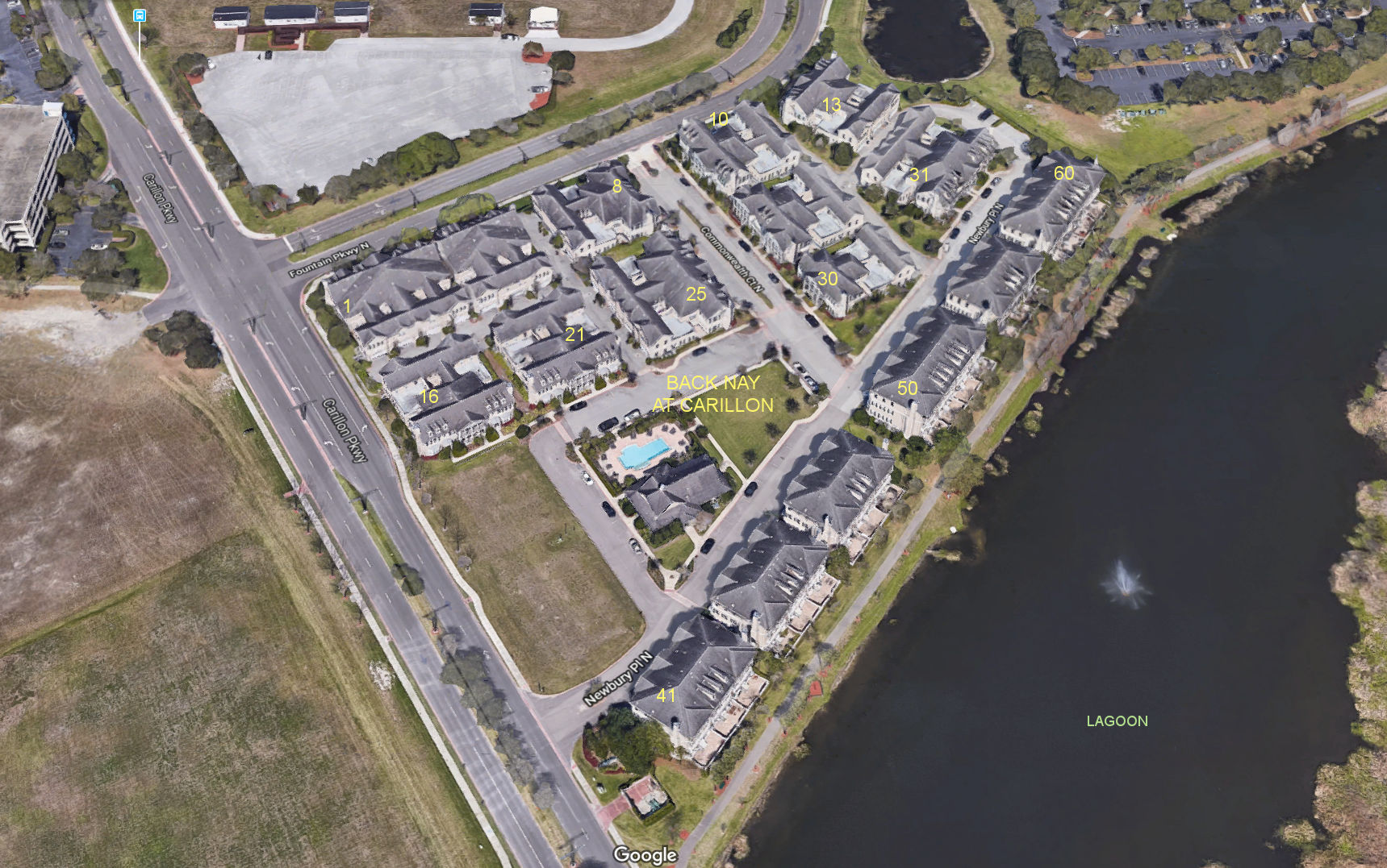 Aerial photo of Back Bay at Carillon