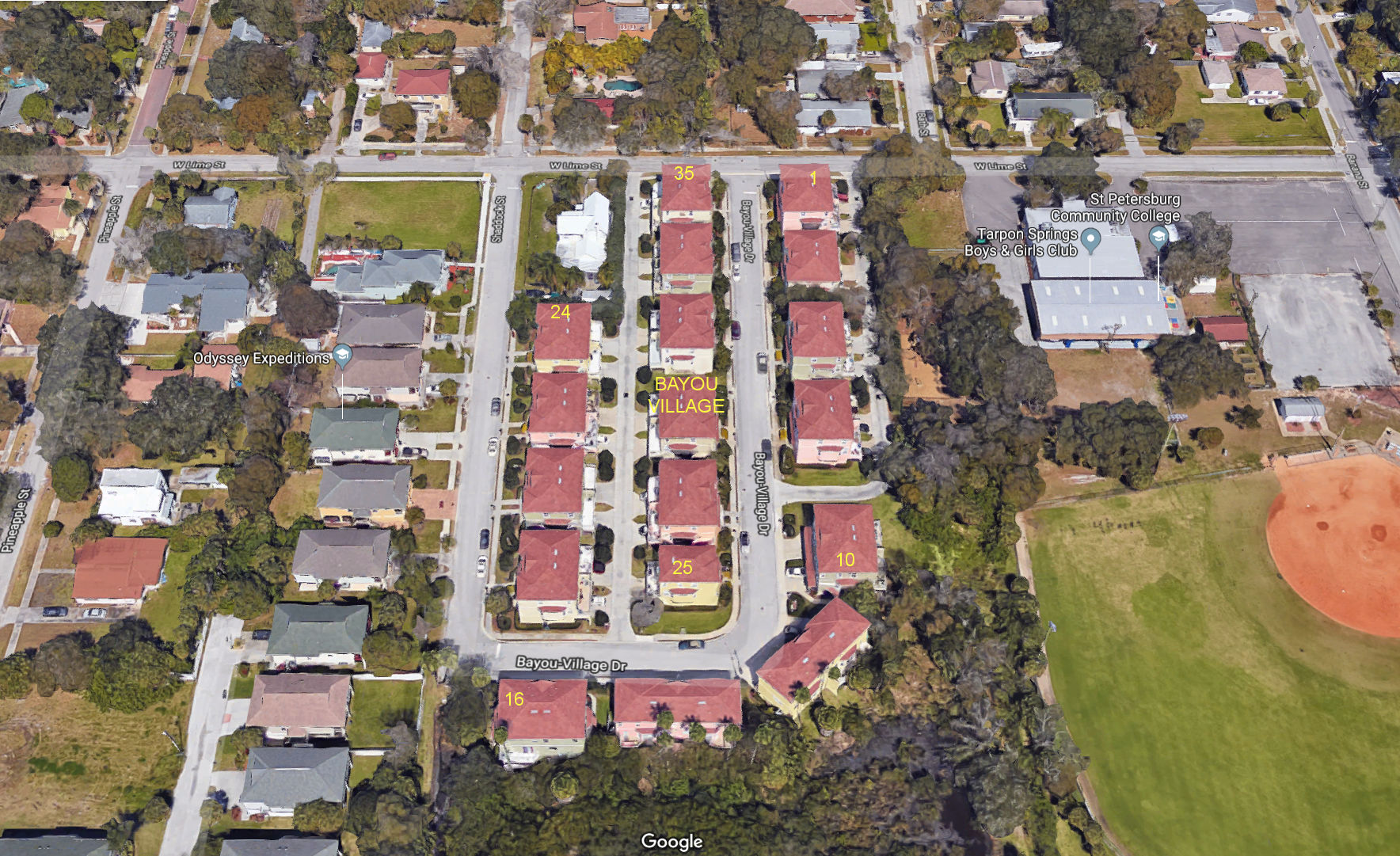 Aerial photo of Bayou Village