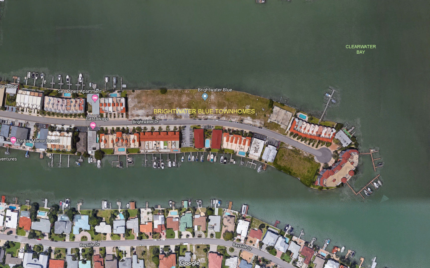 Aerial photo of Brightwater Blue Townhomes