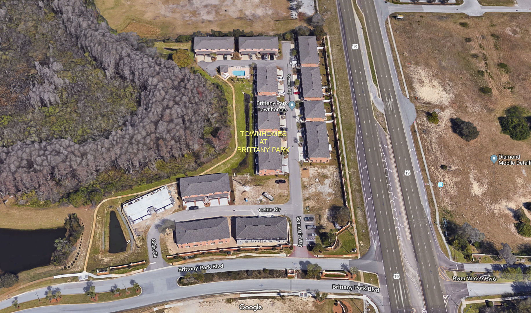 Aerial photo of Townhomes at Brittany Park