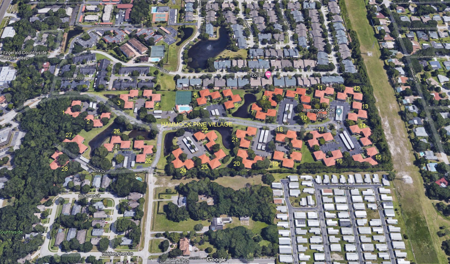 Aerial photo of Hammock Pine Village