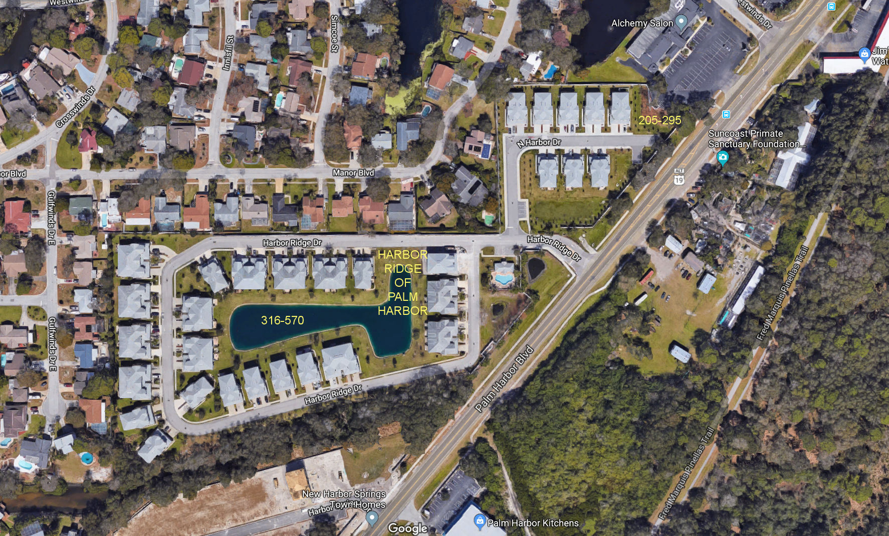 Aerial photo of Harbor Ridge of Palm Harbor