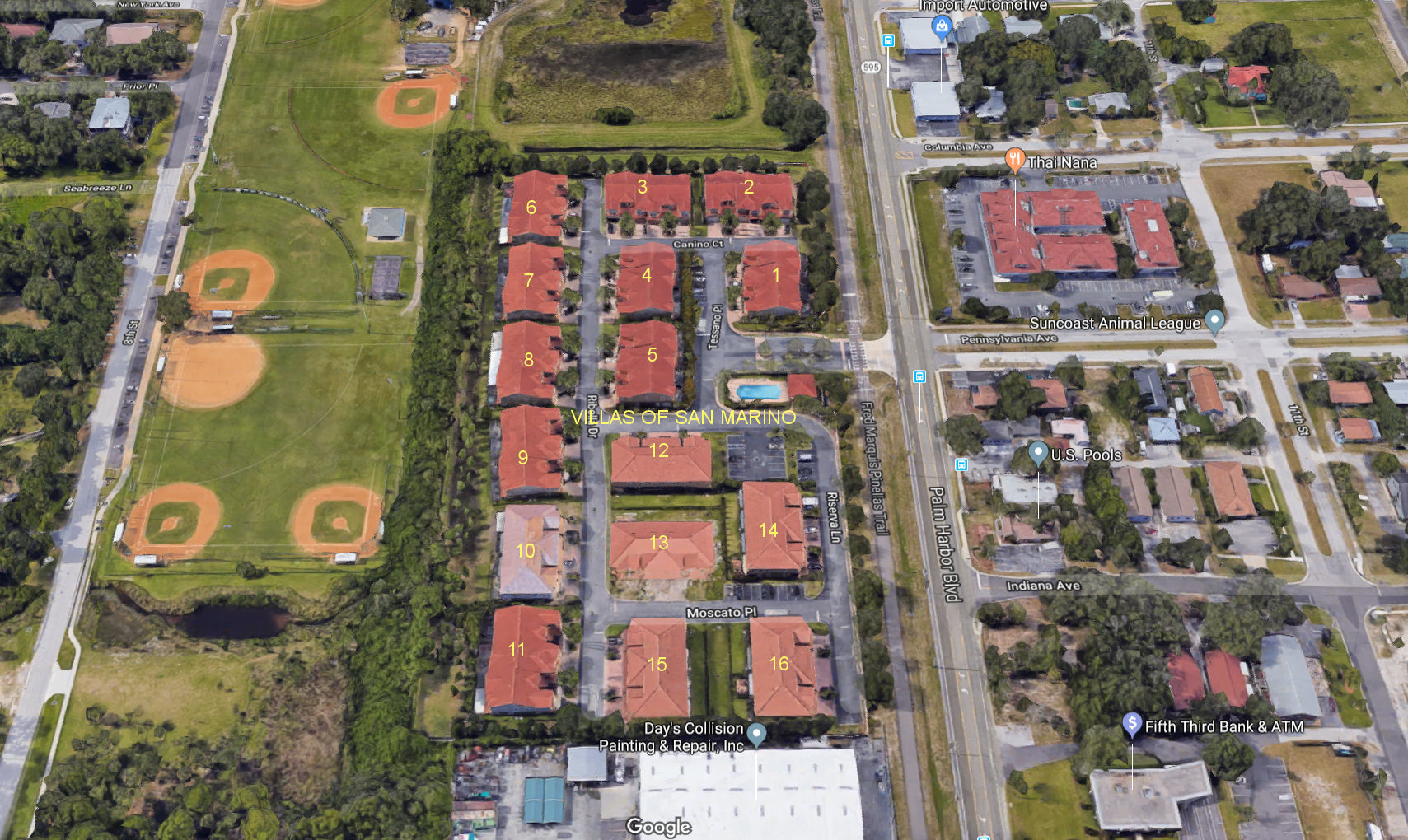 Aerial photo of Villas of San Marino at Palm Harbor