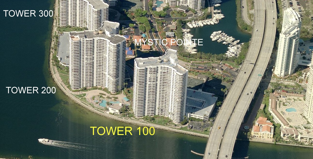 Aerial photo of Mystic Pointe Tower 100