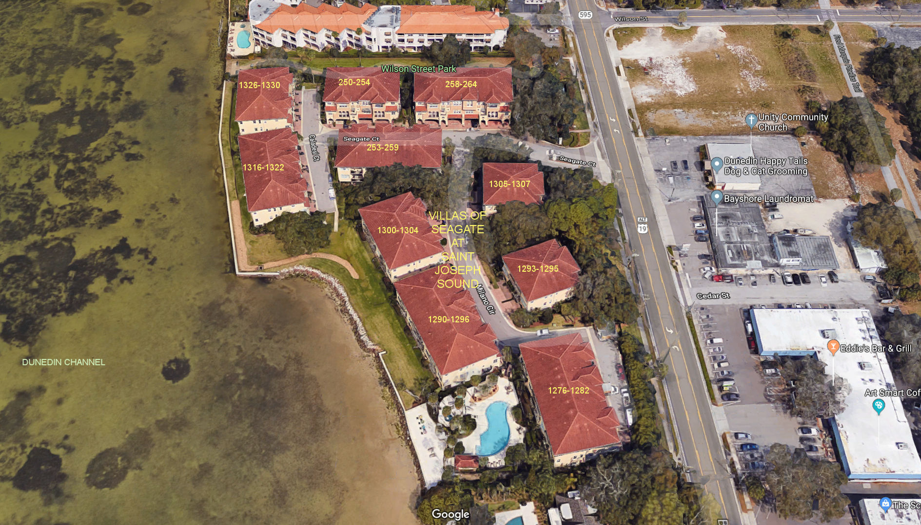 Aerial photo of Villas of Seagate at Saint Joseph Sound