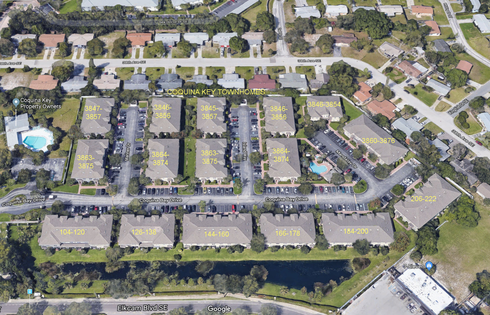 Aerial photo of Coquina Key Townhomes