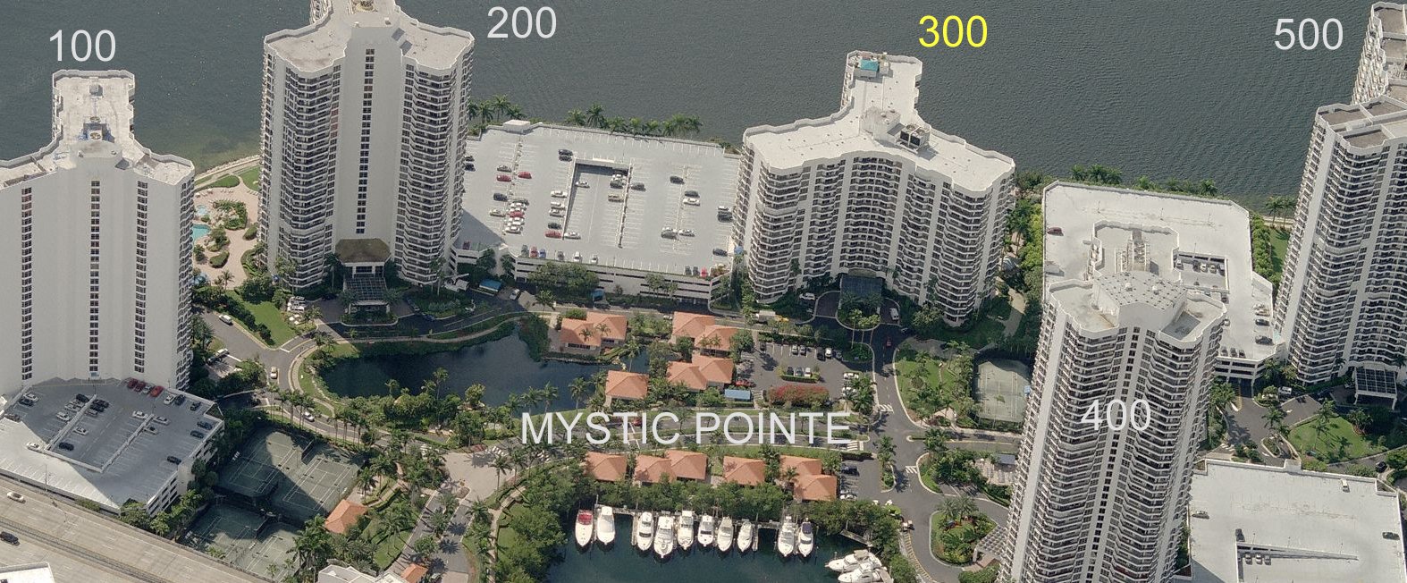 Aerial photo of Mystic Pointe Tower 300