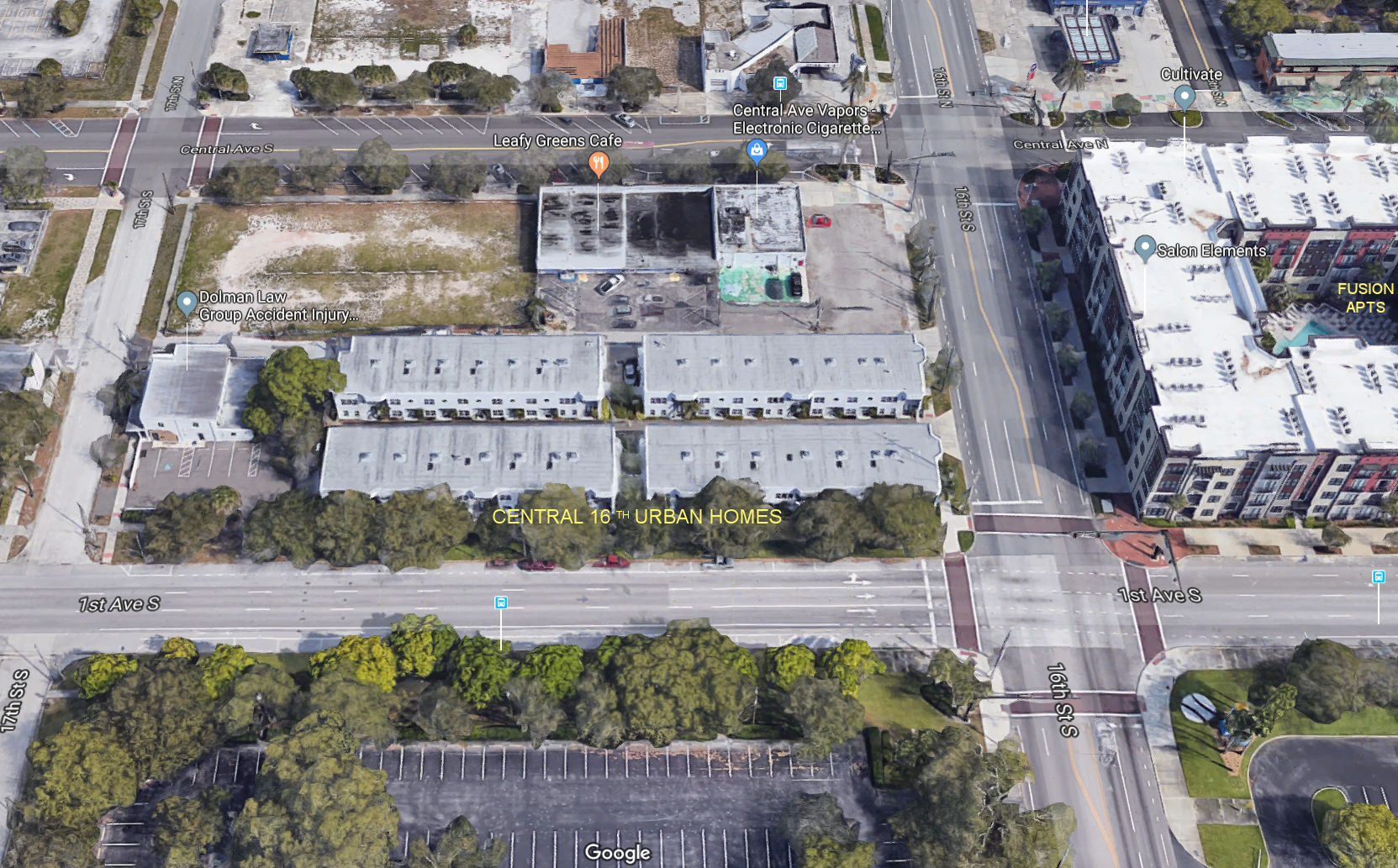 Aerial photo of Central 16 Urban Homes