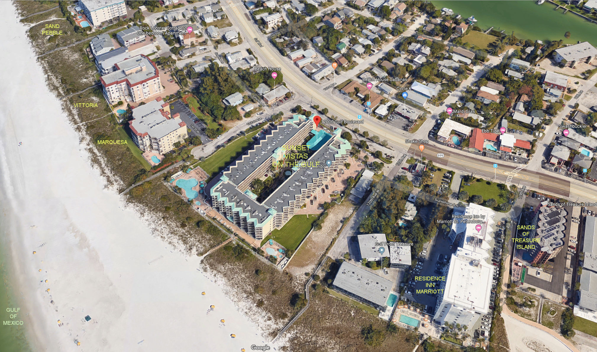 Aerial photo of Sunset Vistas on the Gulf