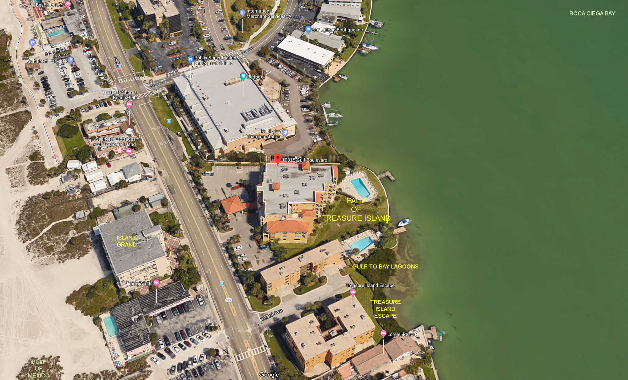 Aerial photo of Palms of Treasure Island