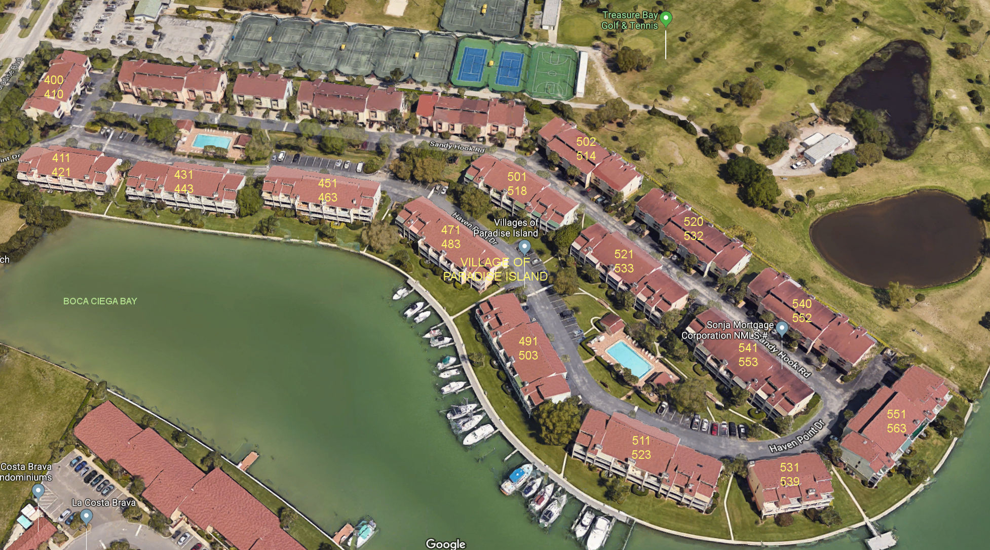 Aerial photo of Village of Paradise Island