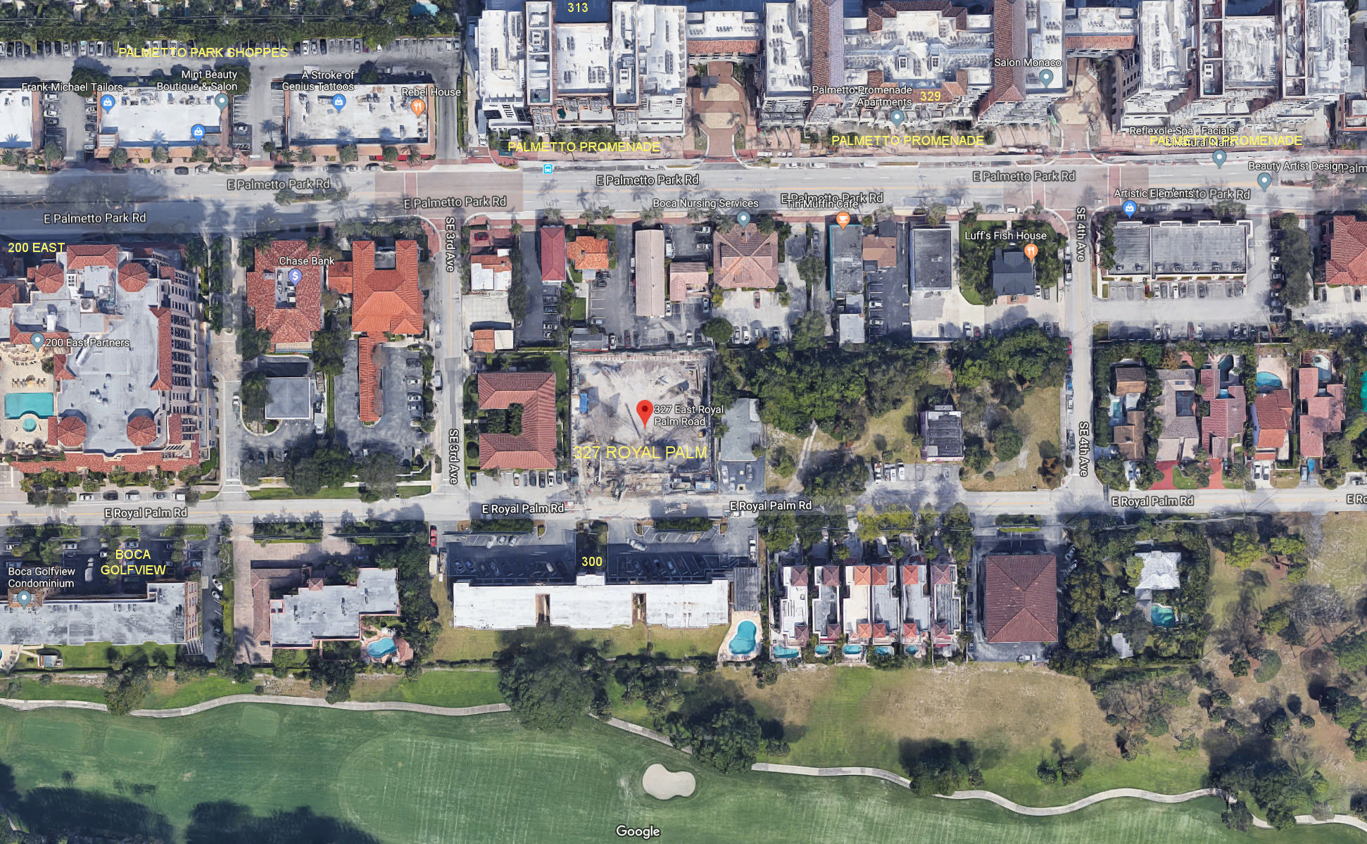 Aerial photo of 327 Royal Palm