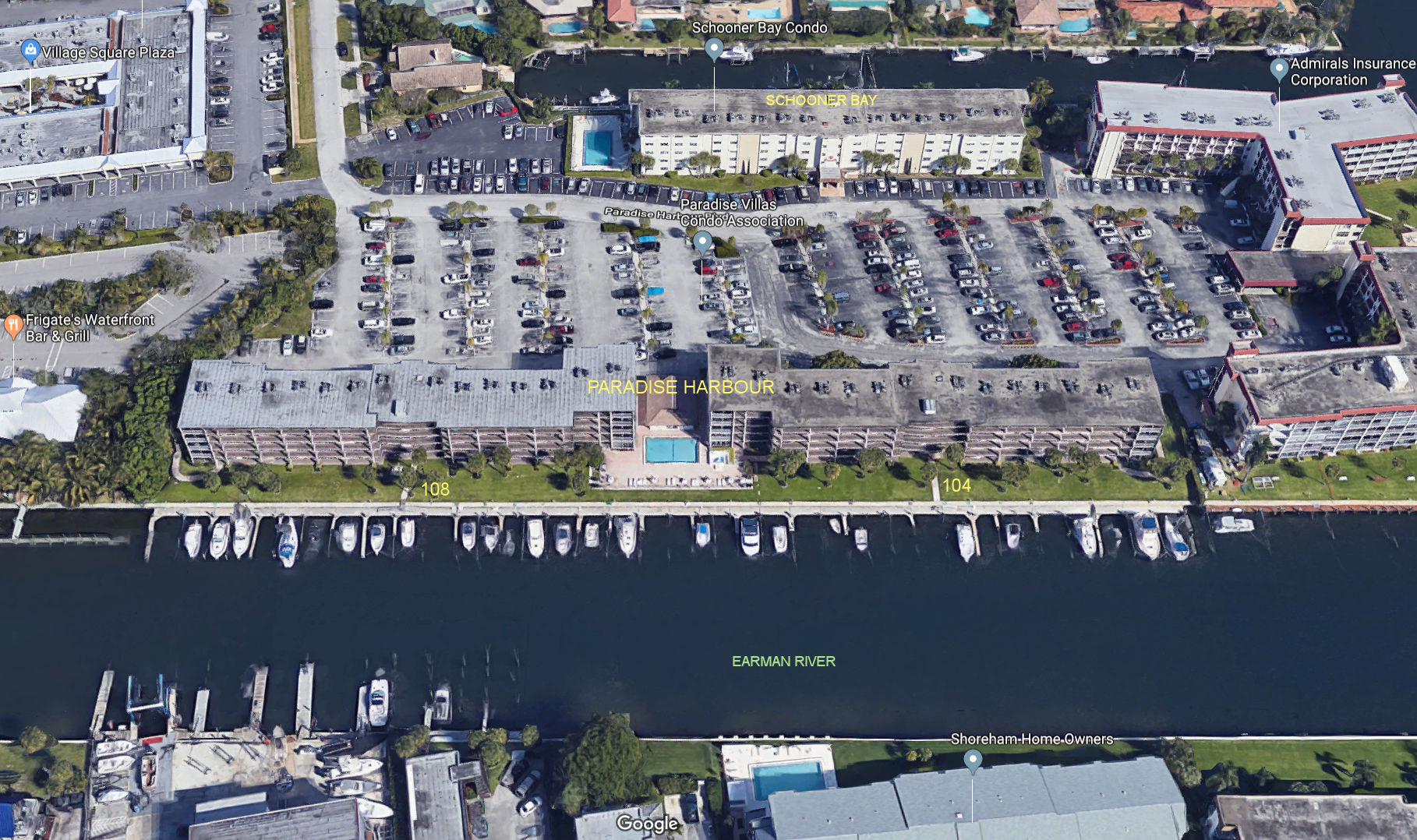 Aerial photo of Paradise Villas 104&108