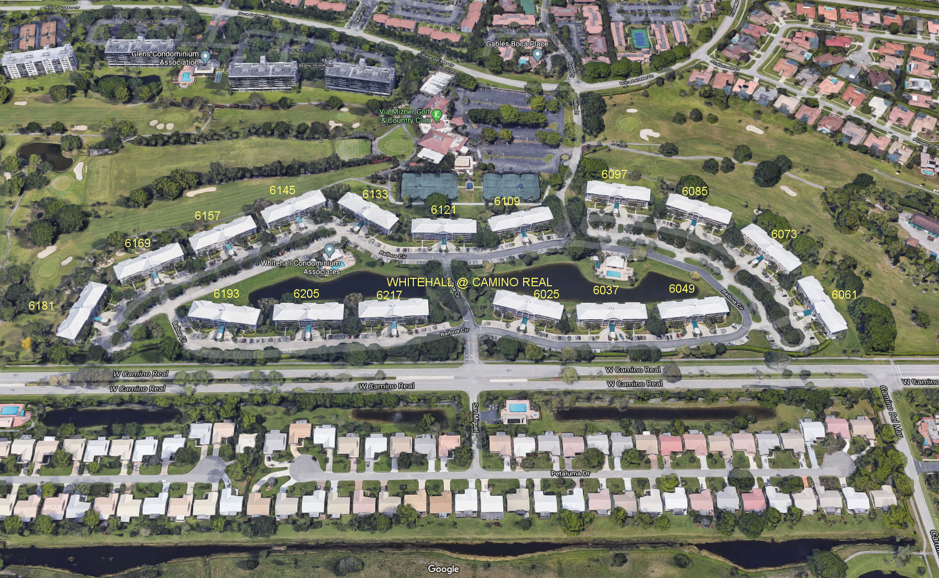 Aerial photo of Whitehall at Camino Real