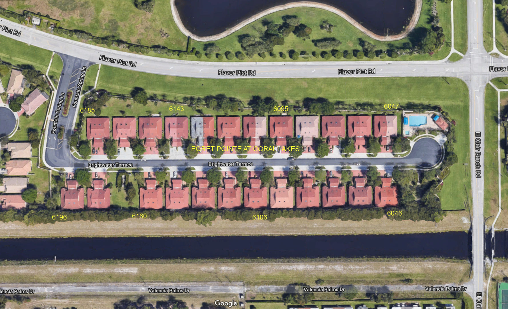 Aerial photo of Egret Pointe at Coral Lakes