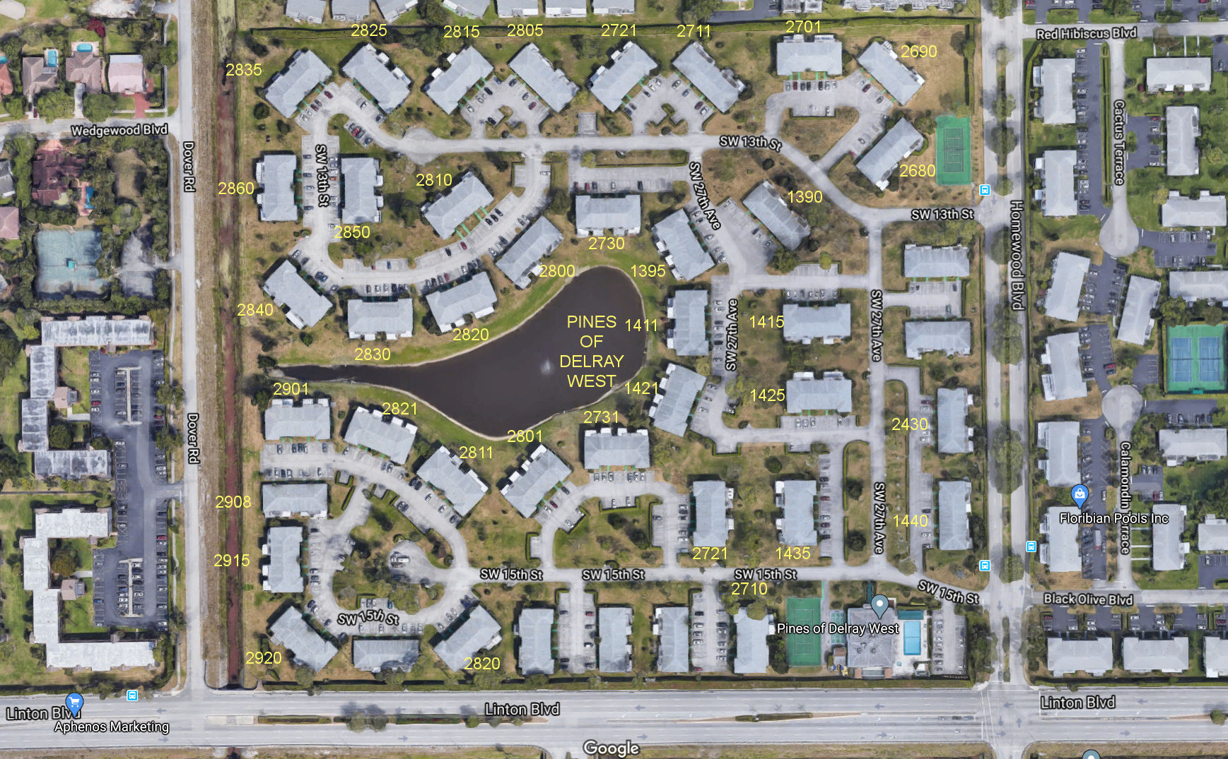 Aerial photo of Pines of Delray West