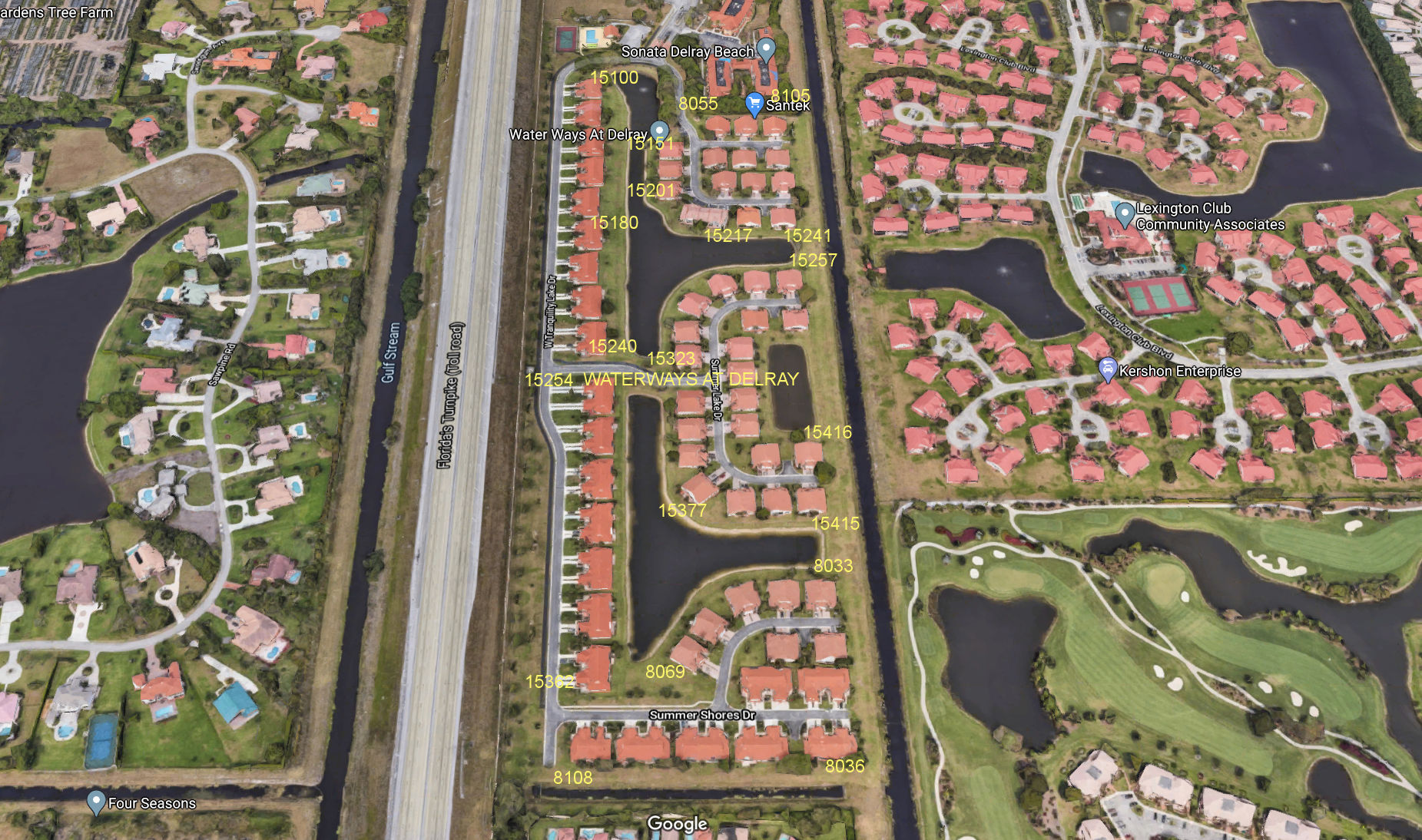 Aerial photo of Waterways at Delray