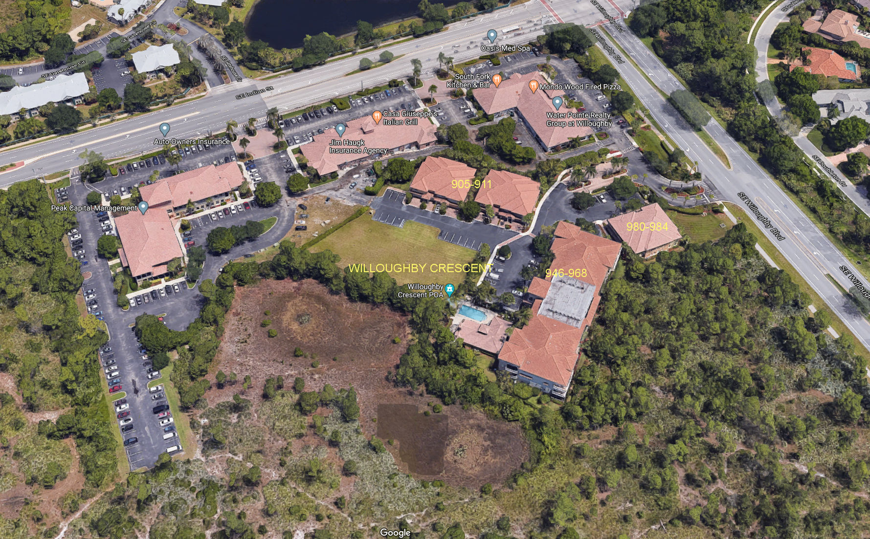 Aerial photo of Willoughby Crescent