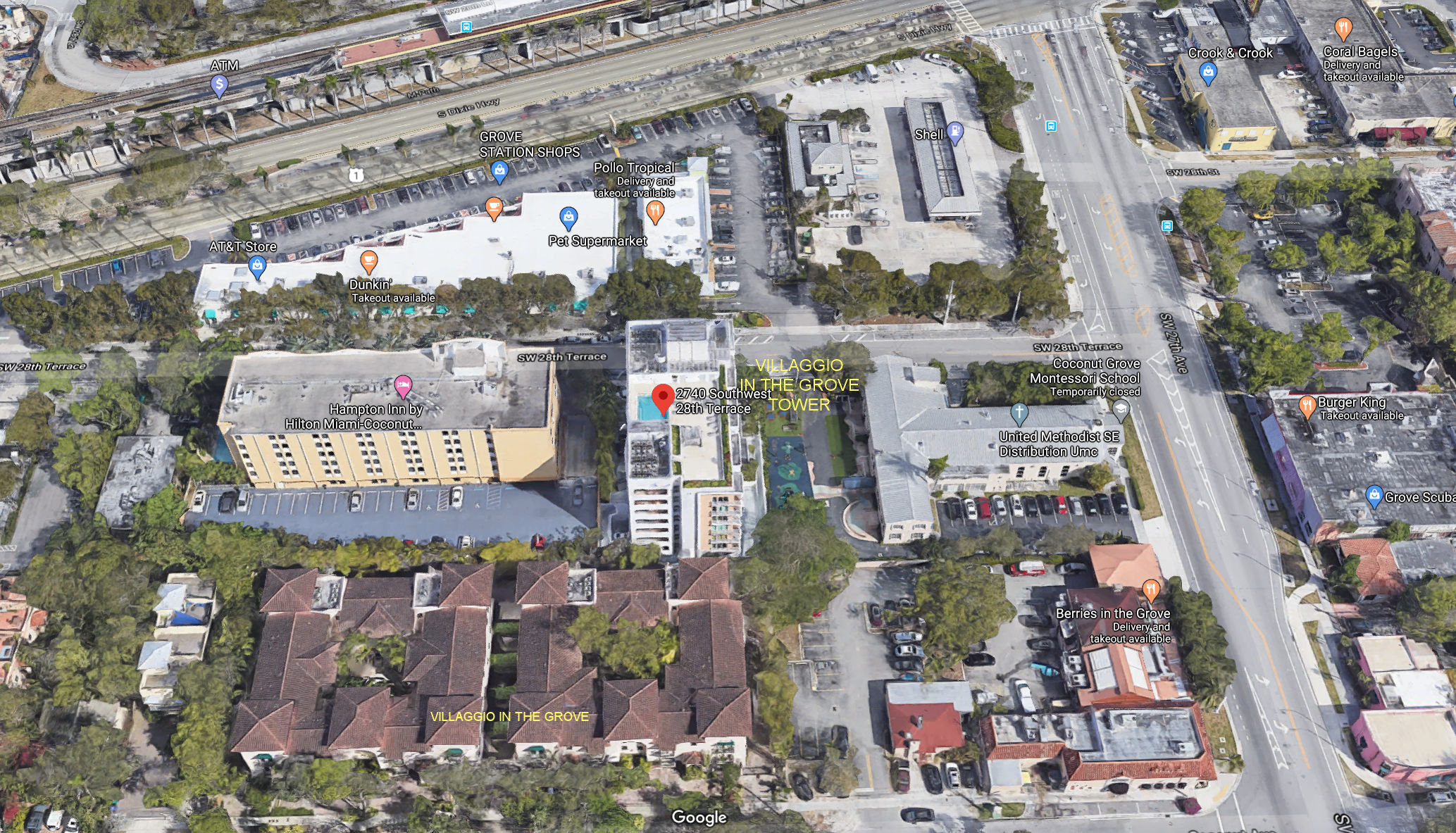 Aerial photo of Villaggio in the Grove Tower