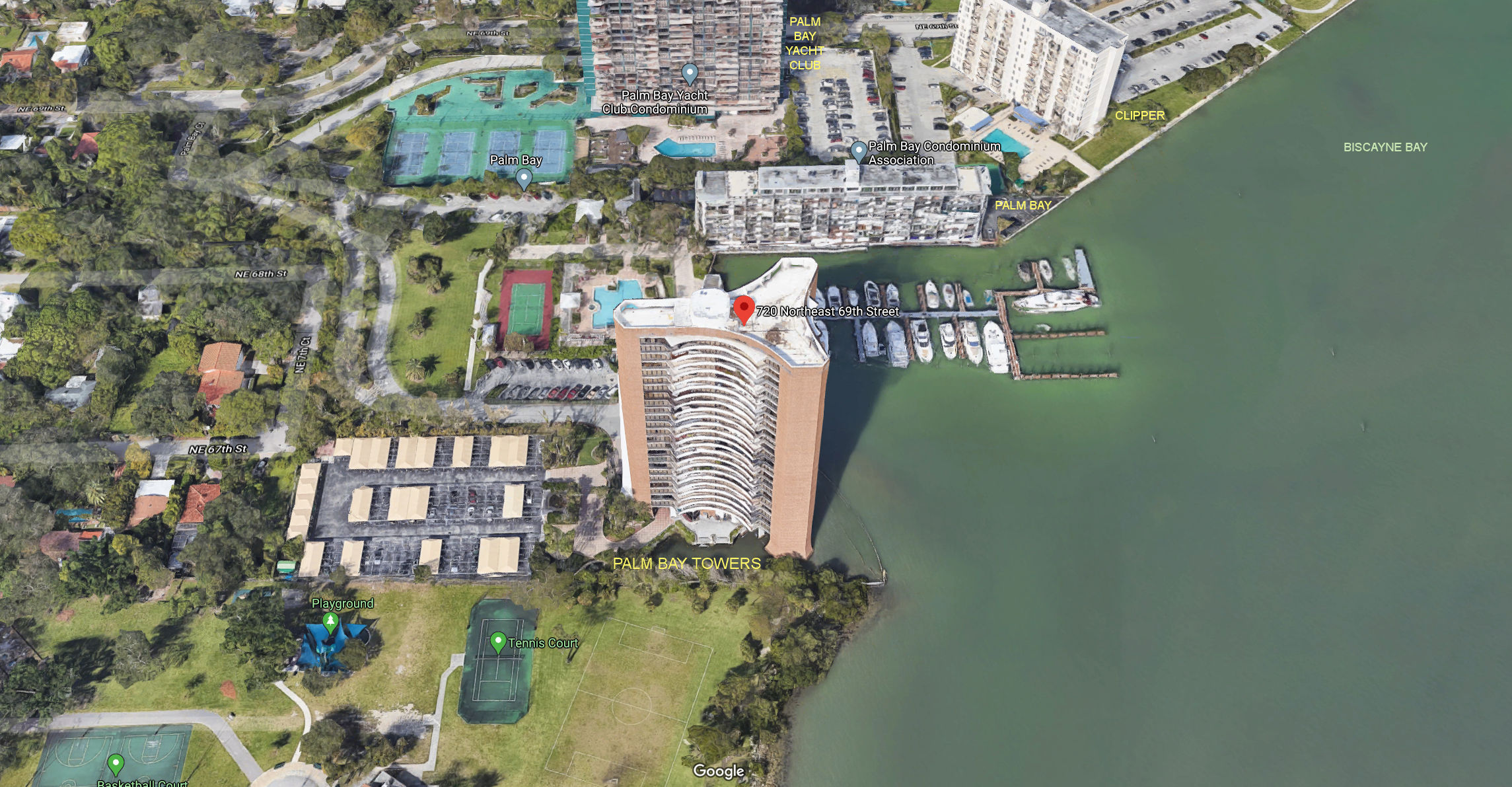 Aerial photo of palm Bay Towers