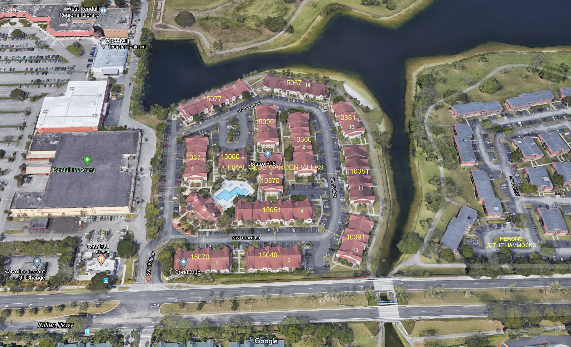 Aerial photo of Coral Club Gardens Villas