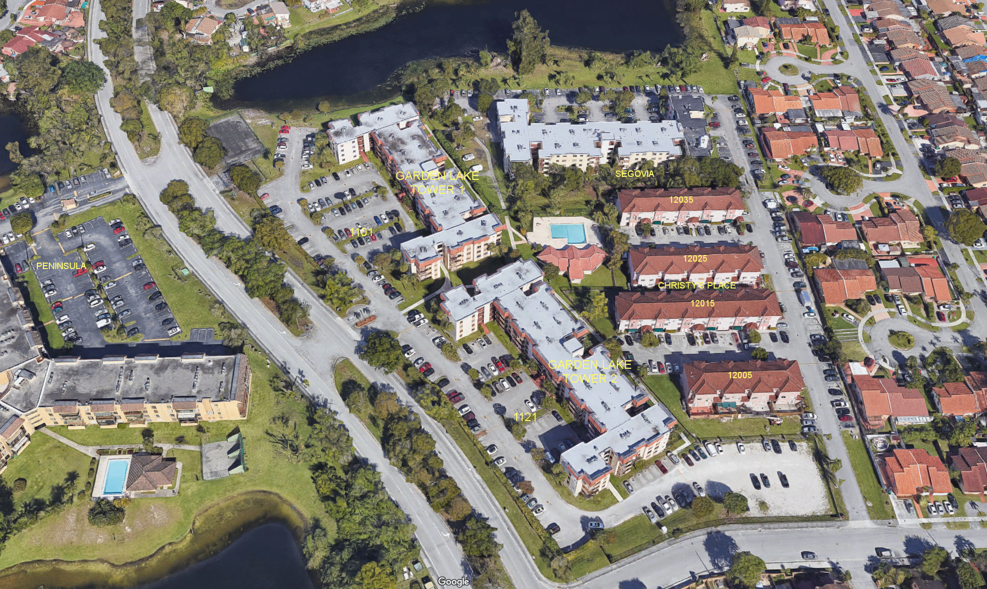 Aerial photo of Garden Lakes Towers 1&2