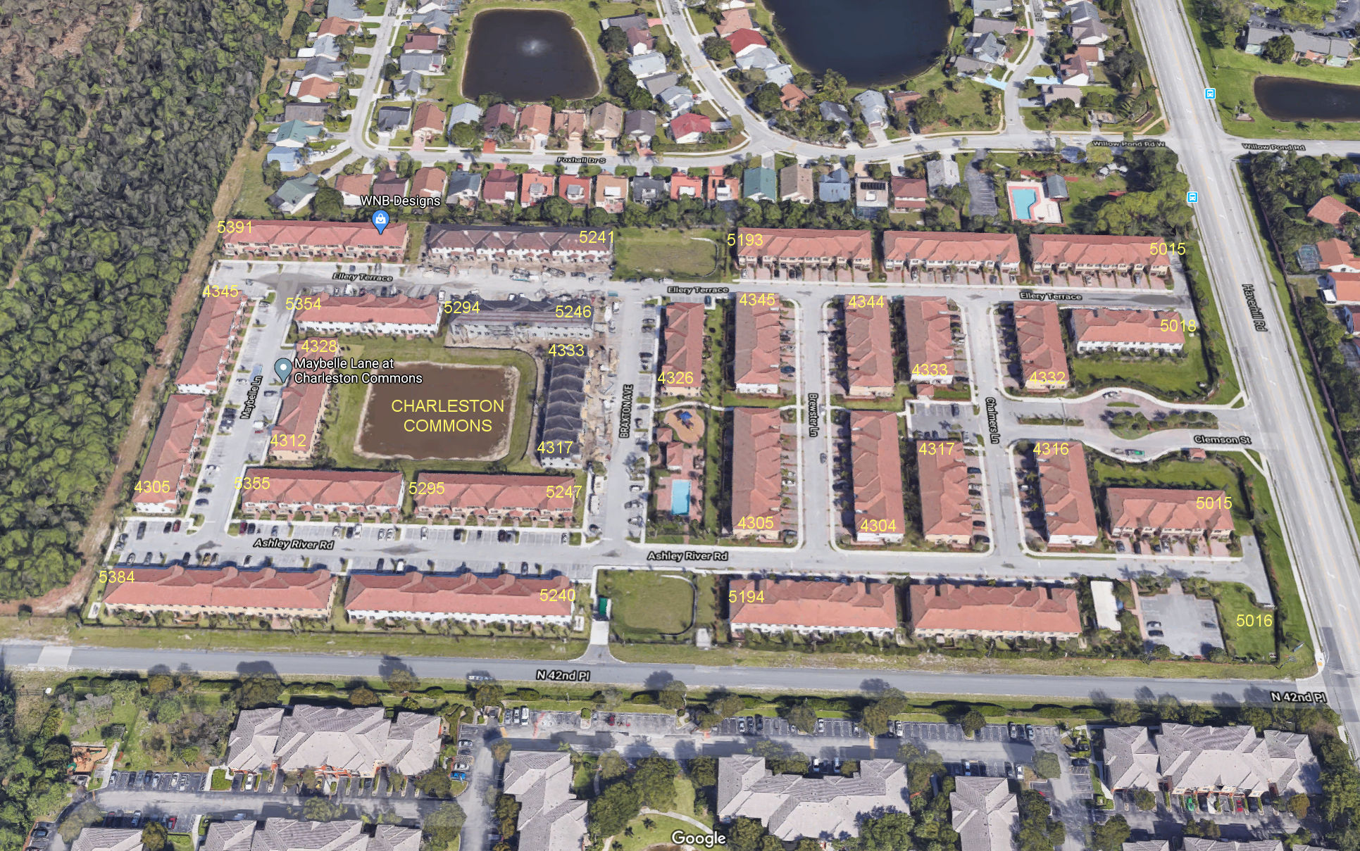 Aerial photo of Charleston Commons